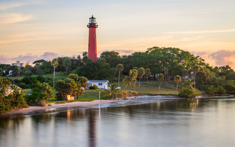 a lighthouse is seen in the distance by the water at The Swifty Skills Session